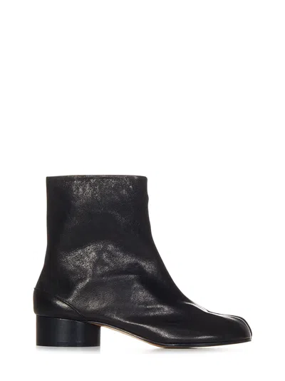 Maison Margiela Tabi 30mm Leather Ankle Boots In Nero