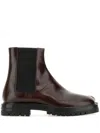 Maison Margiela Burgundy Leather Tabi County Chelsea Ankle Boots In Brown