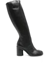 Maison Margiela Knee-high Split-toe Black Leather Boots In Multi