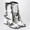 Maison Margiela Tabi Split-toe Crinkled Metallic Patent-leather Ankle Boots