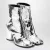 Maison Margiela Tabi 80 Mirrored Leather Ankle Boots In Silver