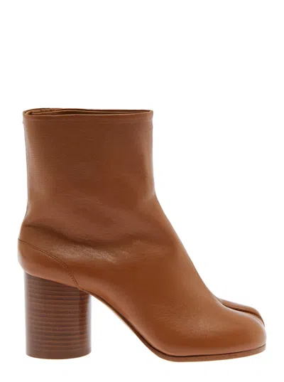 Maison Margiela 'tabi' Brown High Heel Ankle Boots In Leather Woman