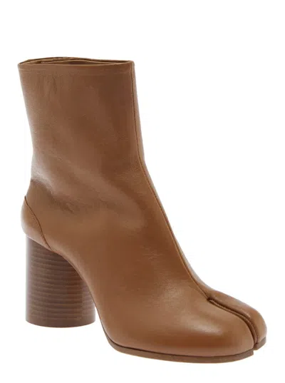 MAISON MARGIELA 'TABI' BROWN HIGH HEEL ANKLE BOOTS IN LEATHER WOMAN