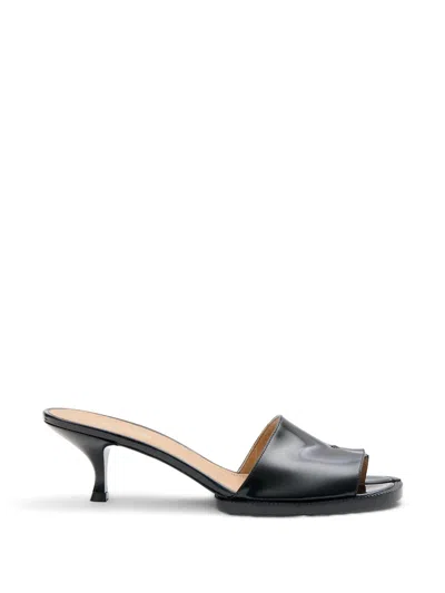 Maison Margiela Tabi Brushed-leather Mules In Black