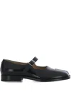 Maison Margiela Tabi Buckle Leather Flat Shoes In Black