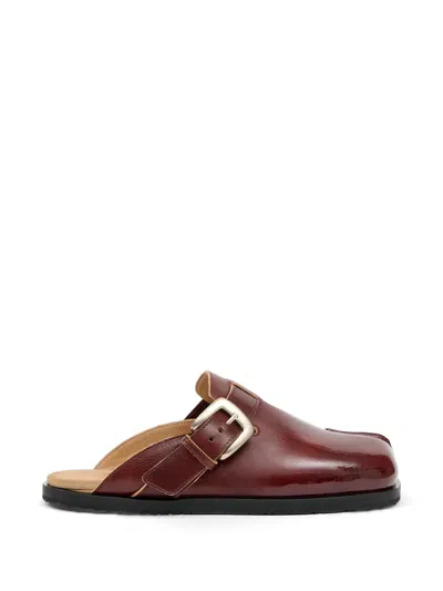 Maison Margiela Tabi Buckle-strap Mules In Burgundy