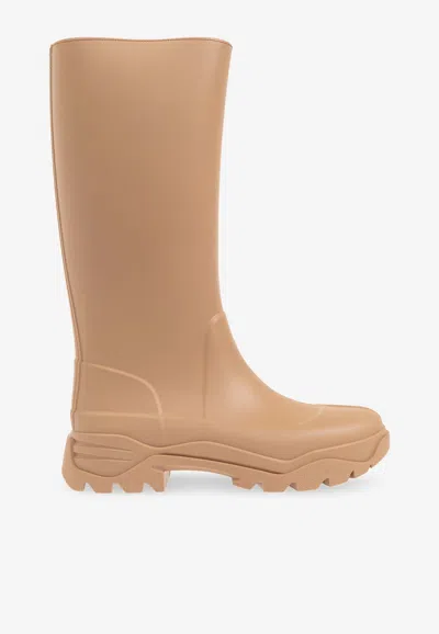 Maison Margiela Tabi Calf Rain Boots In Beige