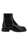 Maison Margiela Man Black Leather Tabi County Chelsea Ankle Boots In Brown