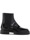 Maison Margiela Man Black Leather Tabi County Chelsea Ankle Boots In Brown