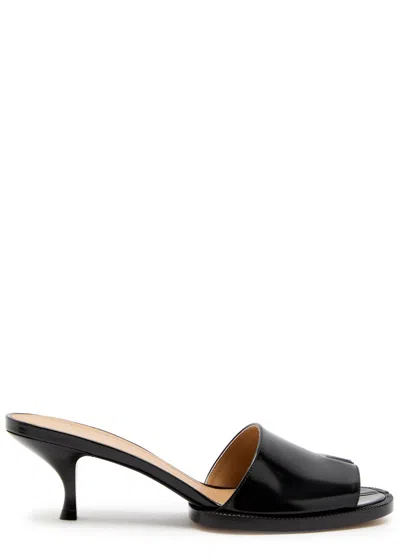 Maison Margiela Tabi City Evening 55 Glossed Leather Mules In Black