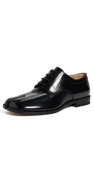 Maison Margiela Black Tabi Lace-up Shoe In Polished Calfskin