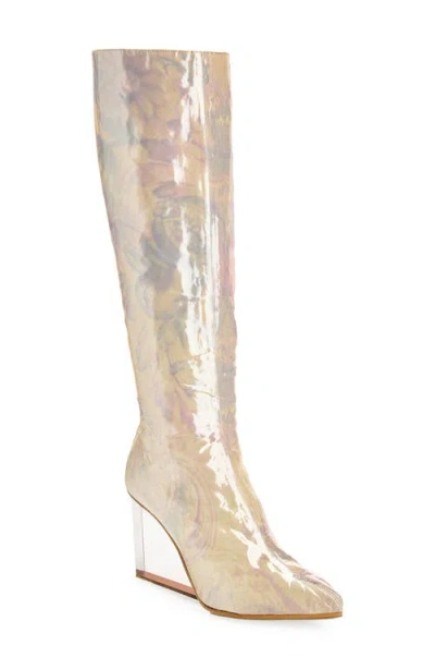 Maison Margiela Tabi Claw Plexi Knee High Boot In Silver
