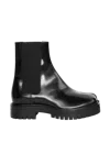 Maison Margiela Man Black Leather Tabi County Chelsea Ankle Boots In Brown