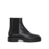 Maison Margiela Man Black Leather Tabi County Chelsea Ankle Boots In Brown