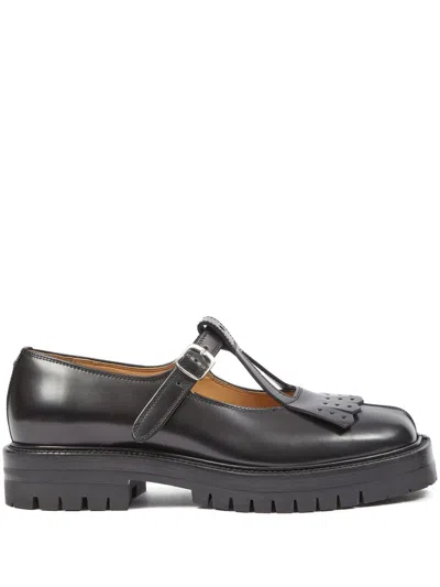 Maison Margiela Tabi County Leather Mary Janes In Black