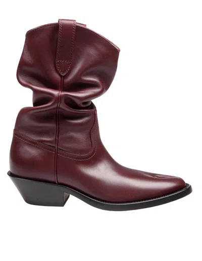 Maison Margiela Tabi Western 55mm Leather Boots In Burgundy