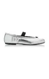Maison Margiela Tabi Crinkled Metallic Leather Ballet Flats In Silver