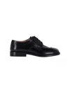 Maison Margiela Refined Black Leather Derby Shoes With Tabi Detail In Multi