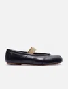 Maison Margiela Black Leather Flats With Elegant Elastic Strap In Black