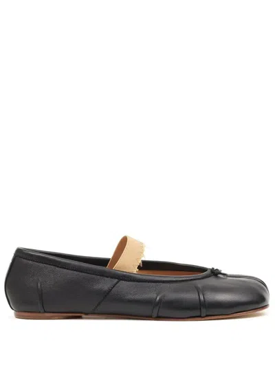 Maison Margiela Lamb Leather Ballerinas With Delicate Instep Strap In Black
