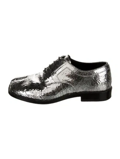 Pre-owned Maison Margiela Tabi Embossed Leather Oxfords In Black
