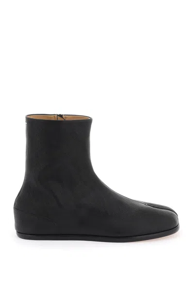 Pre-owned Maison Margiela Tabi Flat Ankle Boots In Black