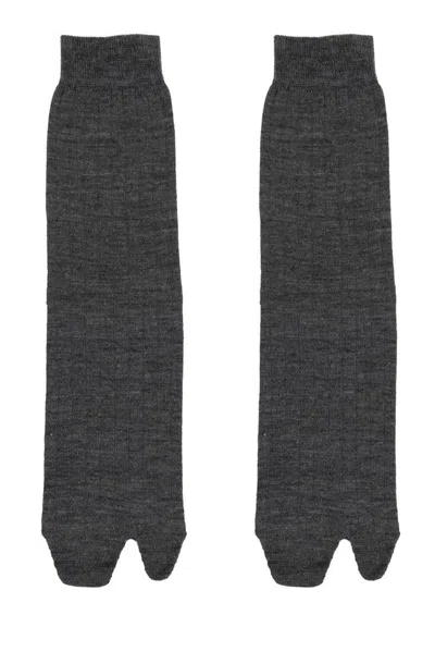 Maison Margiela Intarsia-knit Ribbed Socks In Grey