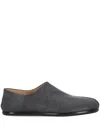 Maison Margiela Tabi Grey Branded Leather Slip On In Black