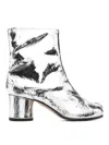 Maison Margiela Tabi Split-toe Crinkled Metallic Patent-leather Ankle Boots In Metallic