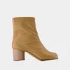 Maison Margiela Beige Tabi Ankle Boots In Brown