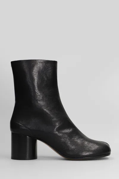 Maison Margiela Tabi High Heels Ankle Boots In Black Leather