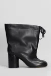 MAISON MARGIELA TABI HIGH HEELS ANKLE BOOTS IN BLACK LEATHER