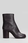 Maison Margiela Tabi High Heels Ankle Boots In Brown Leather In Brown