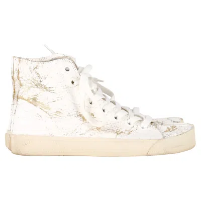Maison Margiela Tabi High-top Sneakers In White And Gold Leather
