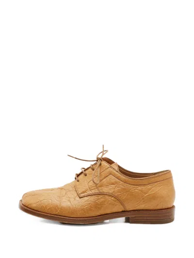 Pre-owned Maison Margiela Tabi Kraft-paper-effect Leather Derby Shoes In Neutrals