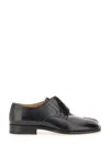 Maison Margiela Tabi Brushed Leather Lace-up Shoes In Black