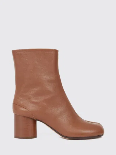 Maison Margiela Tabi Lambskin Ankle Boots With Cylindrical Heel In Yellow