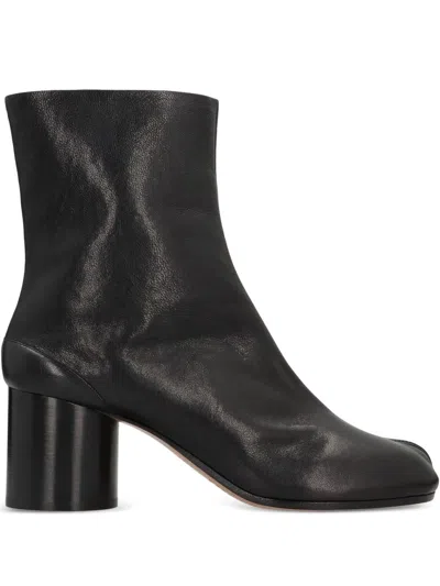 Maison Margiela Ppa Leather Tabi Ankle Boots In Black