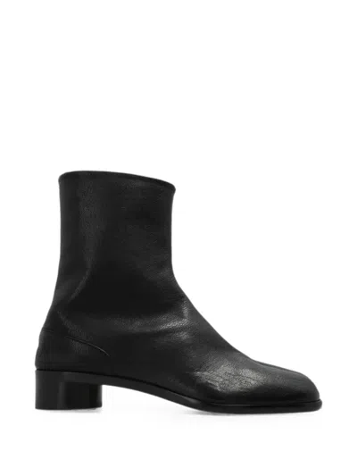 Maison Margiela Tabi Leather Ankle Boots Split Square Toe In Black