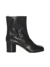 Maison Margiela Glossy Black Split-toe Ankle Boots With Mid-height Block Heel In Black