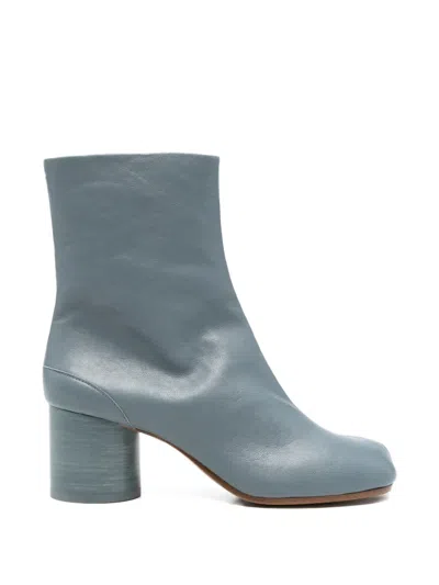 Maison Margiela Tabi Leather Ankle Boots In Blue