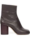 Maison Margiela Tabi High Heels Ankle Boots In Brown Leather In Brown