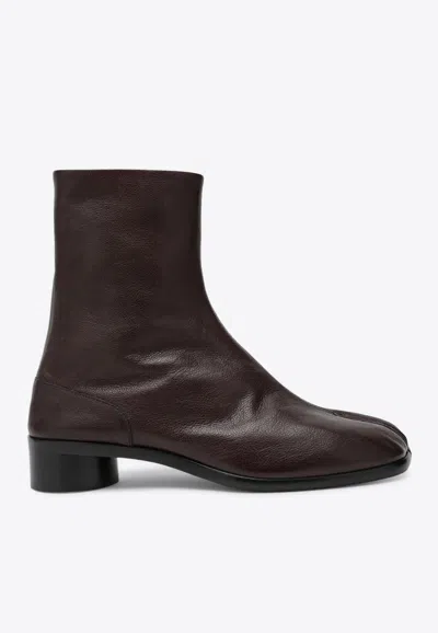 Maison Margiela Brown Leather Tabi Ankle Boots