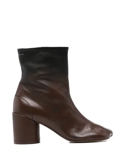 Pre-owned Maison Margiela Tabi Leather Ankle Boots In Brown