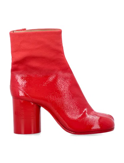 Maison Margiela Tabi Leather Ankle Boots In Red