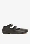 Maison Margiela Leather Tabi Strap Ballerina Flats In Black