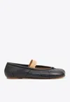 Maison Margiela Black Leather Flats With Elegant Elastic Strap In Black