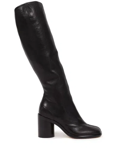 Maison Margiela Tabi Leather Boot In Black