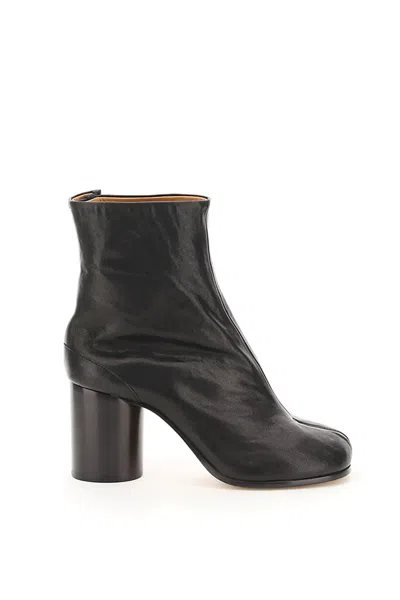 Maison Margiela Tabi Leather Boots In Black