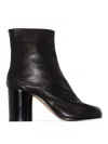 Maison Margiela Ankle Boots In Premium Sheepskin Leather With Unique Toe Design And Chunky Heel In Black